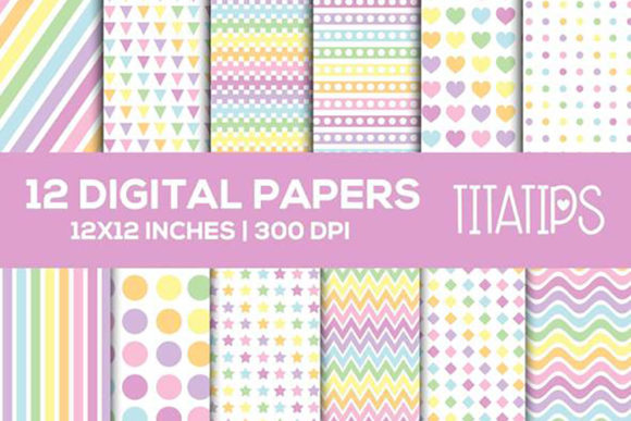 Download Pastel Rainbow Digital Papers Set - Pastel Collection
