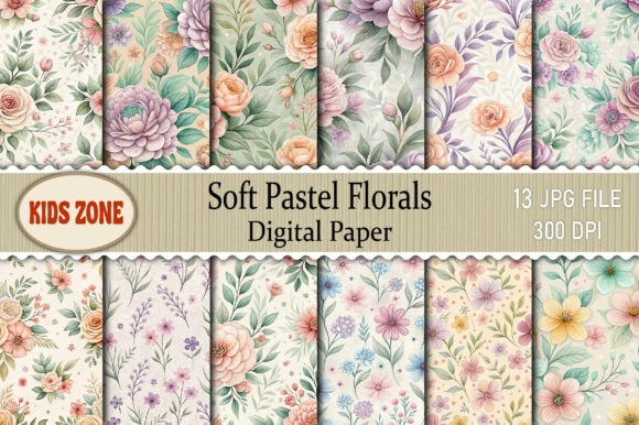 Download Soft Pastel Florals Digital Paper - Pastel Collection
