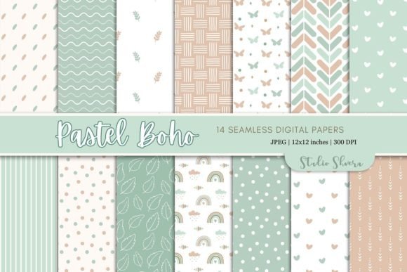 Download Pastel Boho Digital Paper Pack - Pastel Collection