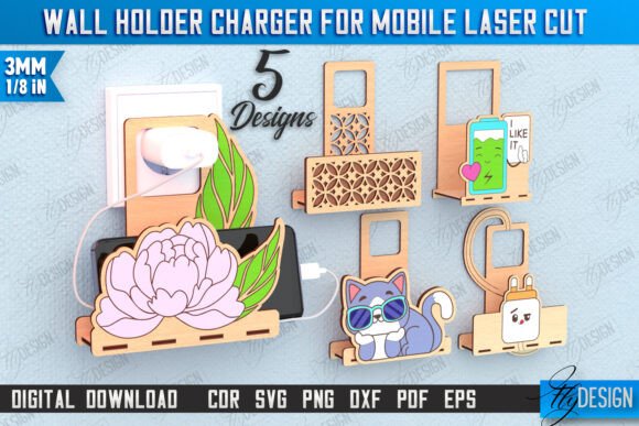 Download Wall Mobile Charger Holder Laser Cut Set - Mobile Collection