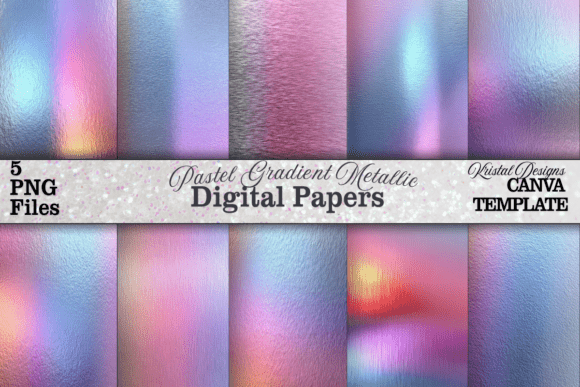 Download Pastel Gradient Metallic Digital Paper - Pastel Collection